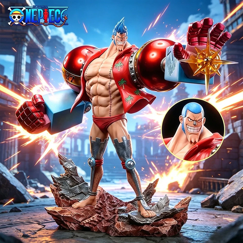 Figura de Anime One Piece de 28.5cm/11.22in, Figura de Acción de Franky, Estatua de PVC, Adorno de Escritorio, Modelo Coleccionable, Juguetes, Regalos