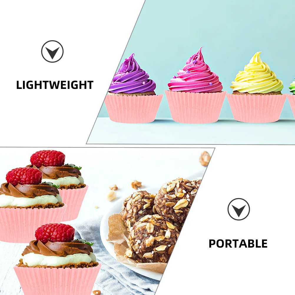

500 Pcs Cups Pink Baking Paper Tray for Cupcakes Wrapping Parchment Muffin Liners