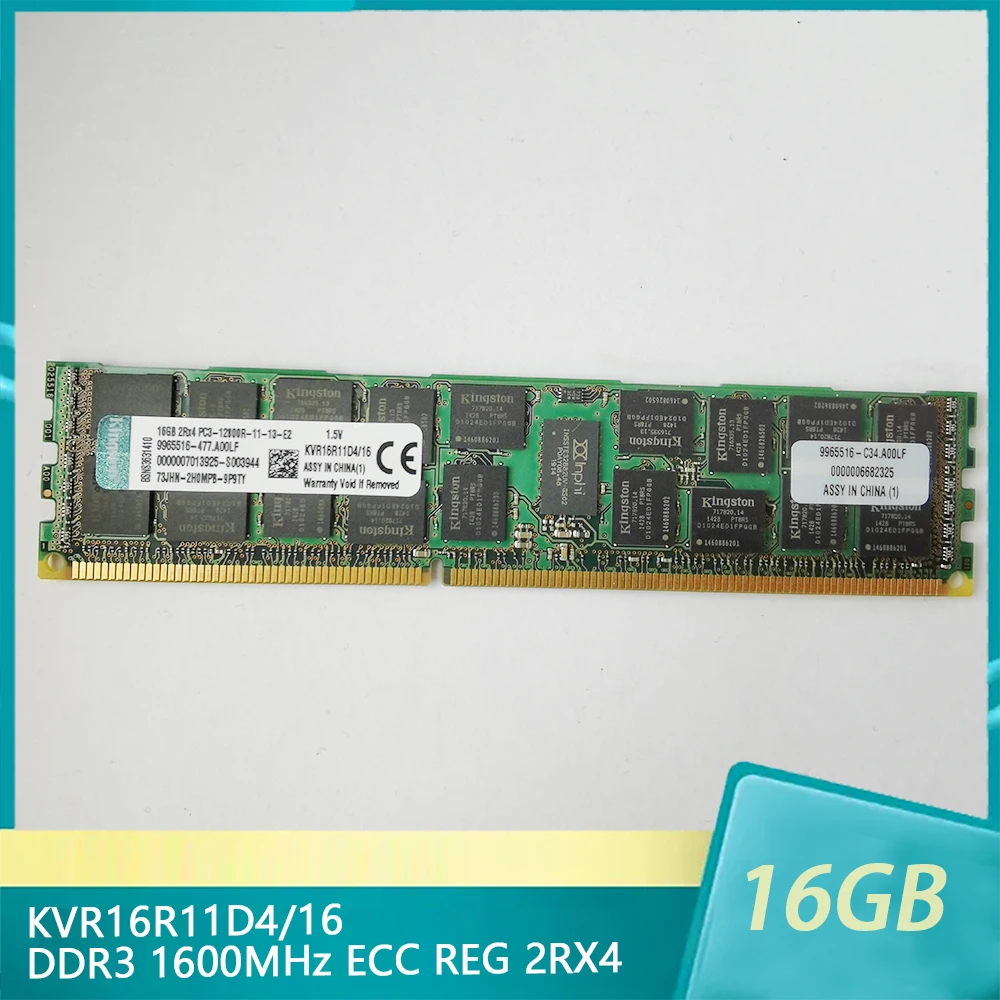 

KVR16R11D4/16 For Kingston RAM 16GB DDR3 1600MHz ECC REG 2RX4 PC3-12800R Server Memory