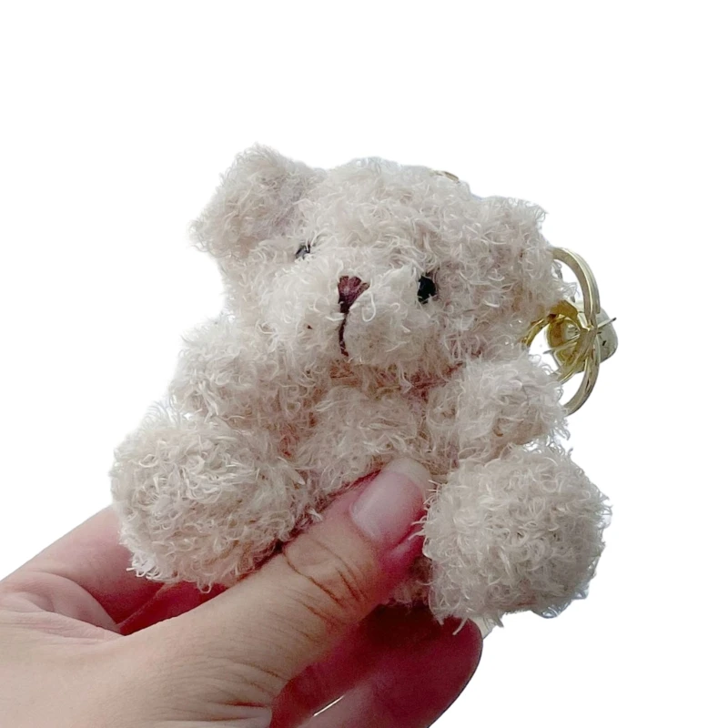 

F19F Plush Bear Key Chain Ornament Little Bear Hanging Pendant for Bag Purse Tote Backpack Pendants Stuffed Keyring