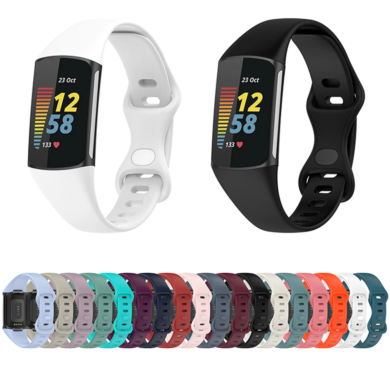 1 PCS Colorful Waterproof Slimming Strap Small Wrist TPU Strap Men Women Wristband for Fitbit Charge 5 Accessories