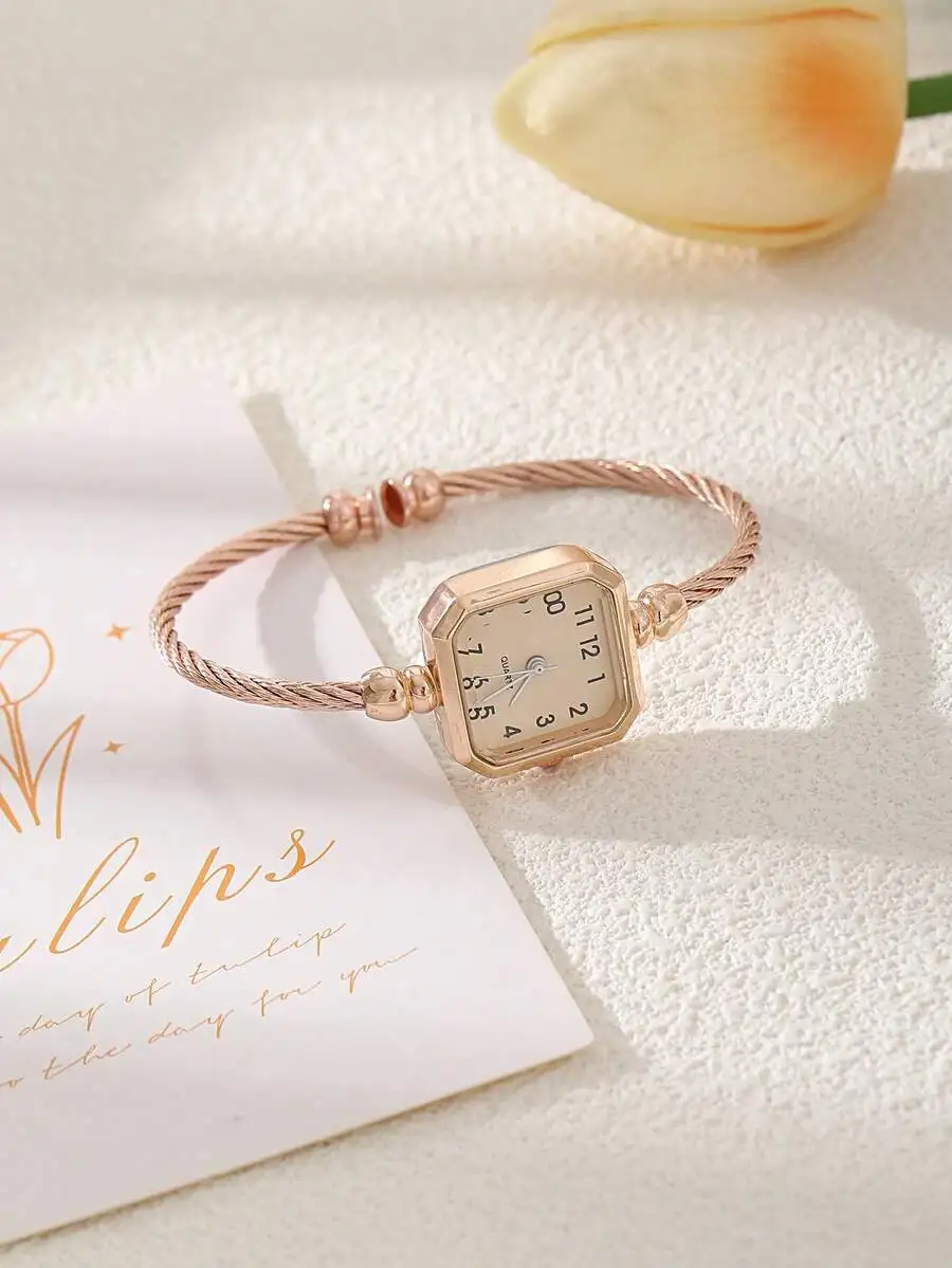 New Cute Minimalist Fashion Women's Bracelet Watch, Roman Square Small Dial, Luxury Women's Bracelet Watch, Alloy Quartz Watch,