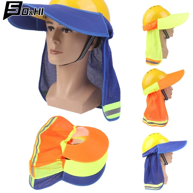 Summer Hard Hat Sun Shield Hard Hat Visor Hard Hat Neck Shield Reflective Stripe Hard Hat Accessories For Outdoor Worker