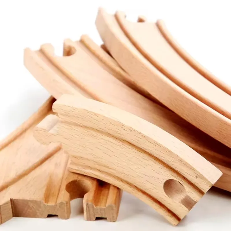 50PCS/Set Wooden Track Railway Toys Beech Wooden Train Track Accessories fit for Brand Tracks Educational Toys for Children Gift