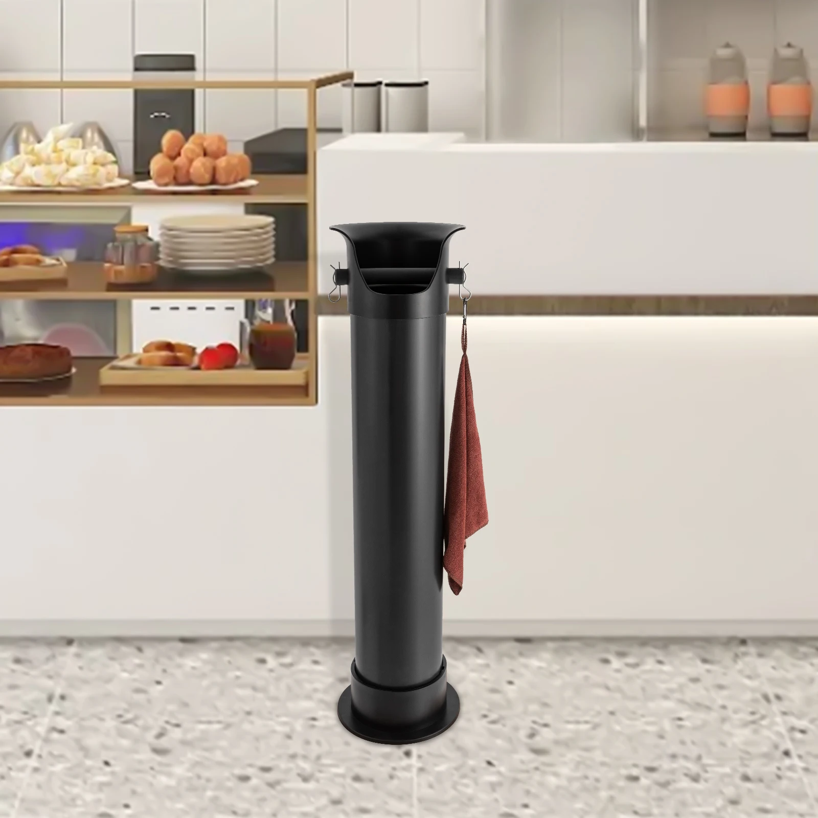 

Cylindrical Knock Box for Coffee Grounds, Commercial Floor Standing Knockbox with 30 Garbage Bags, Coffee Knock Box ﻿