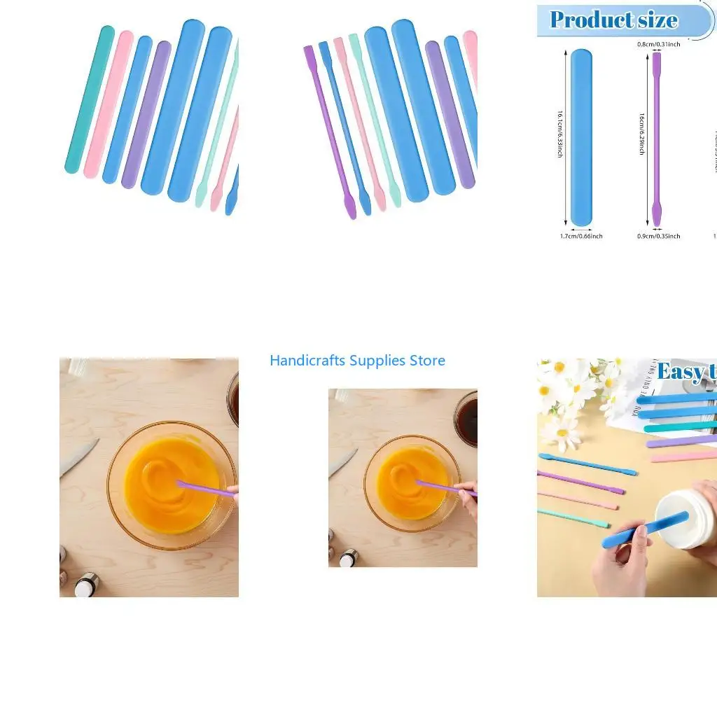 R1WA 10Pcs Silicone Epoxy Resin Stir Sticks Waxing Spatulas For Craft And DIY Project