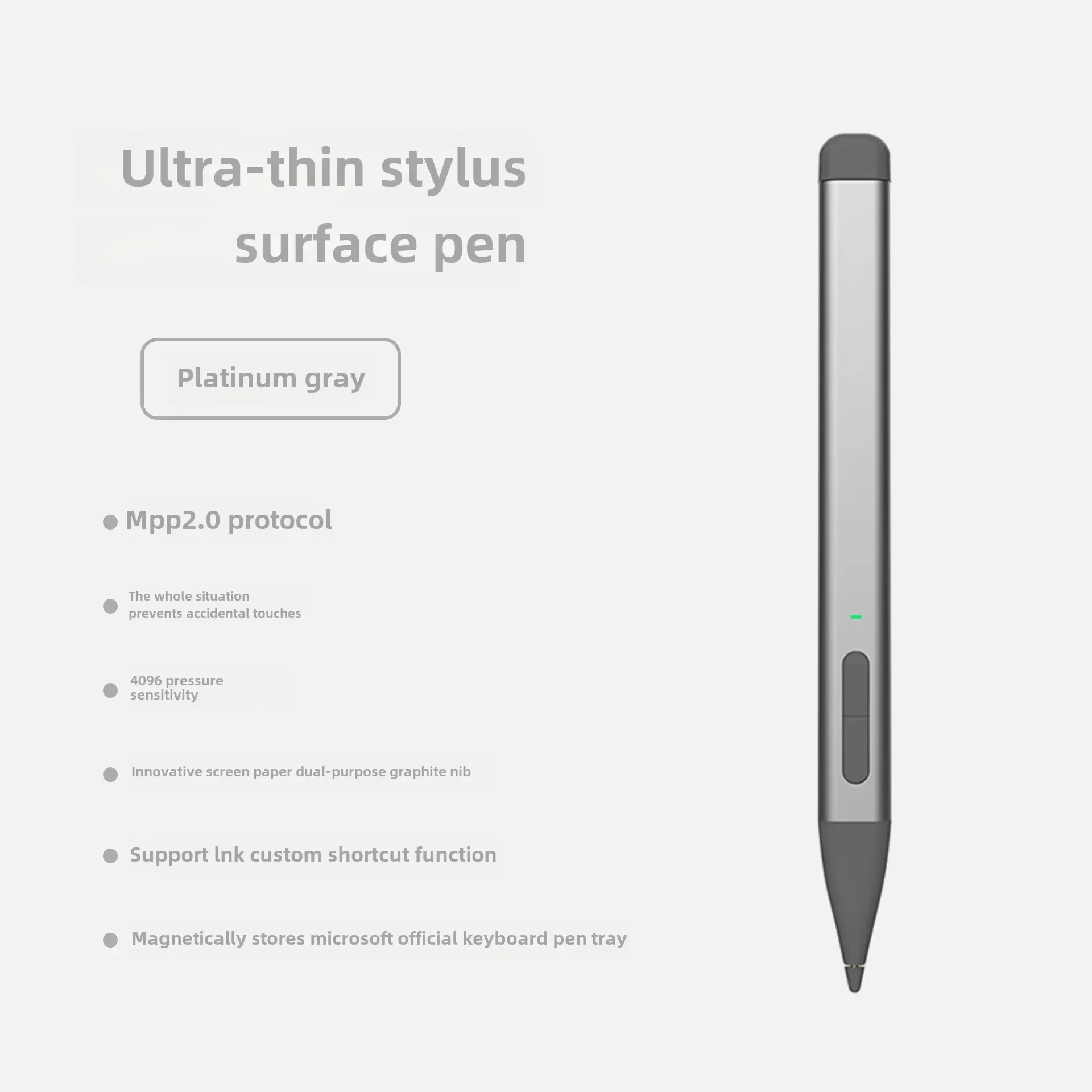 MMP 2.0 4096 Pressure Sensitive Palm Rejection Surface Pro Slim Pen with Eraser for Microsoft Surface Pro 3/4/5/6/7/8 ASUS DELL