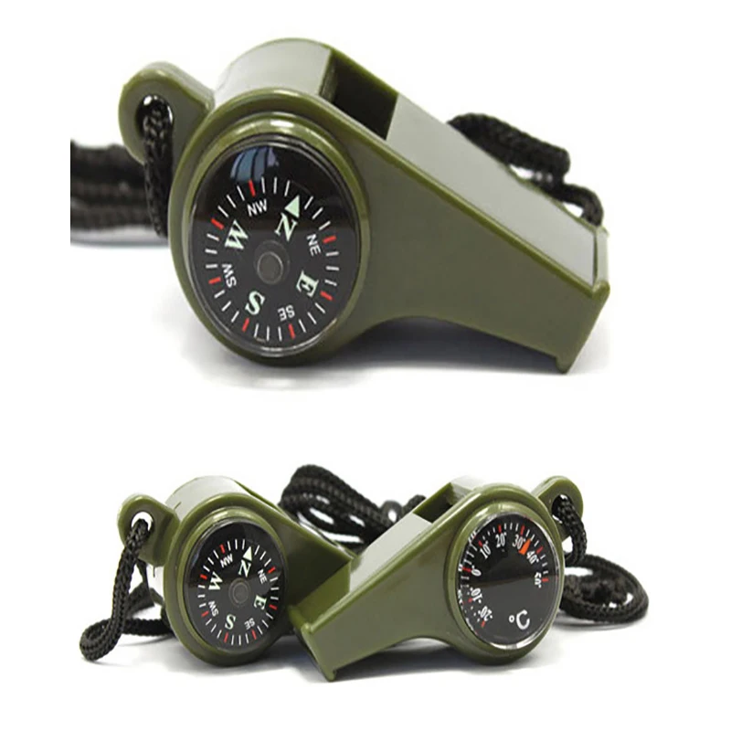 Outdoor Whistle Plastic Multifunctional 3-in-1 Whistle Survival Whistle Compass Thermometer Whistle Referee Whistle