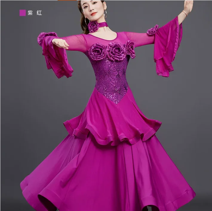 

Женский танцевальный костюм для вальса, карнавальный, городской, для девочек, модный, для международных танцев, стандартный, для дружеских танцев