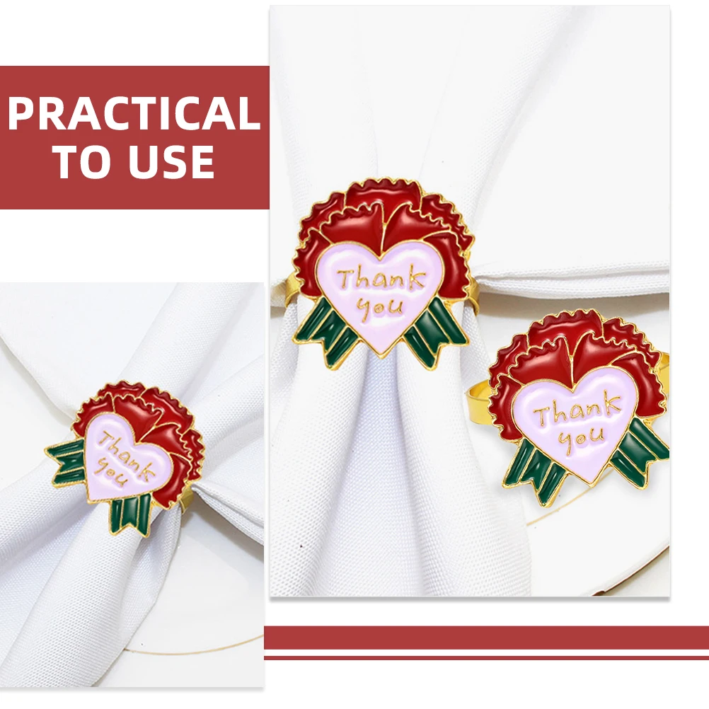 

6pcs Metal Napkin Rings Lovely Buckles for Table Decorations Durable Kitchen Exquisite Carnation Shape Napkin Rings Bar