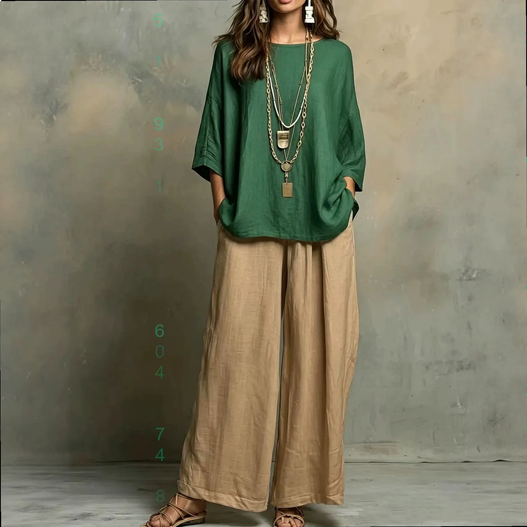 Fashion Contrast Color Casual Loose Two Piece Matching Set Jumpsuit Pants Spring Summer Women Outfit