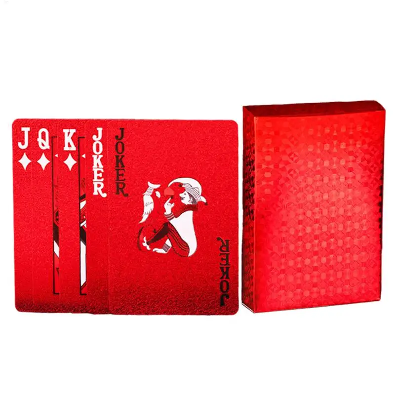 Red Poker Playing Cards Deck Games Waterproof Plastic Poker Cards Holiday Party Trick Cards For Pool Games Travel Camping