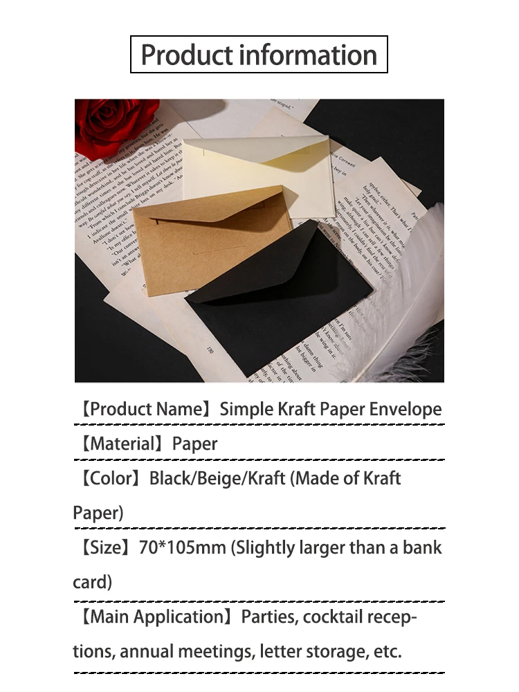 20/50/100 Stück klassische Mini-Fensterumschläge aus Papier – Hochzeitseinladung, Geschenkumschläge, Grußkartenumschläge für Geburtstagsfeiern – Detail 2