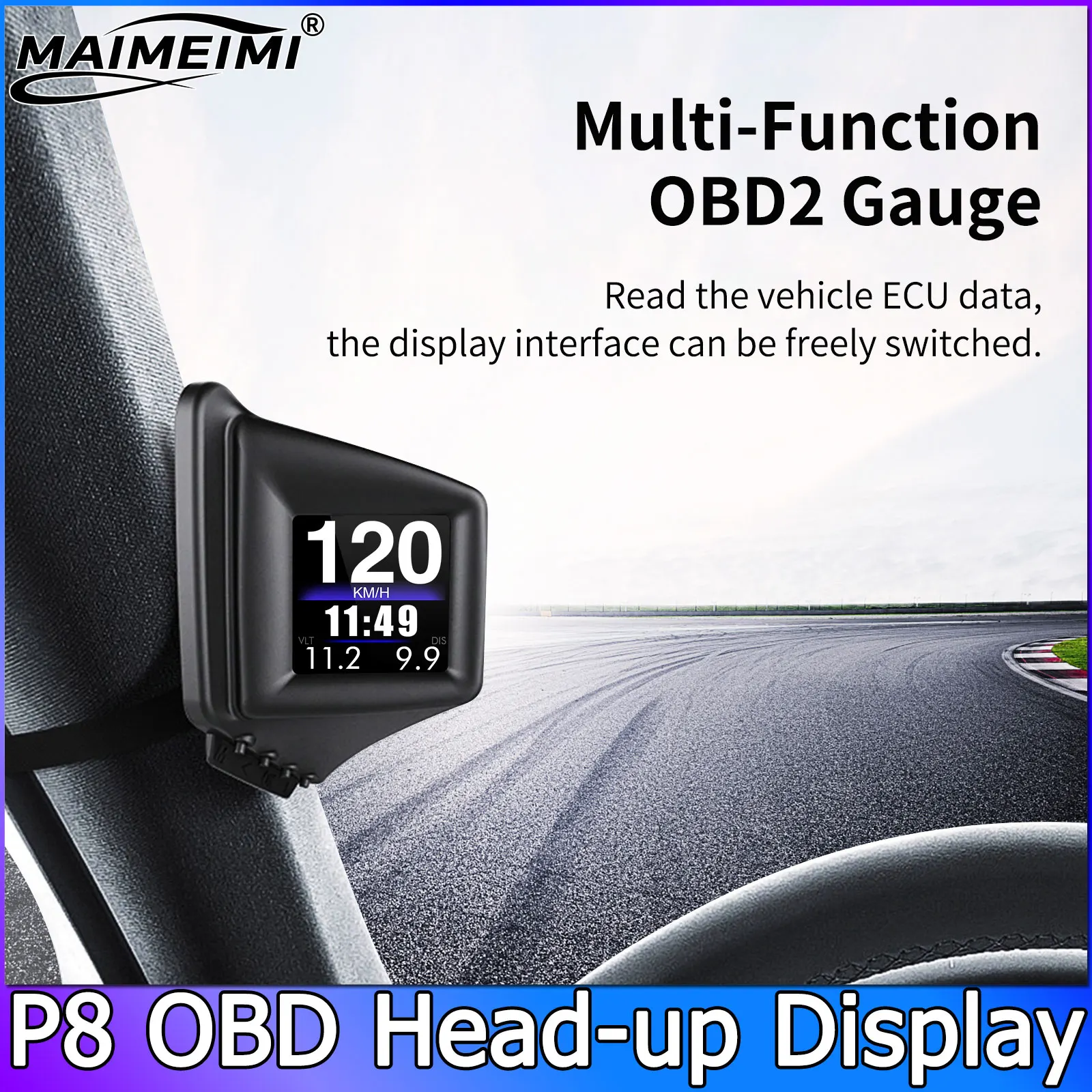 OBD2 HUD P8 Car Speedometer Turbo BOOST Water Temp Fuel Consumption Smart Driving Computer a Pillar Trim HUD Display Special