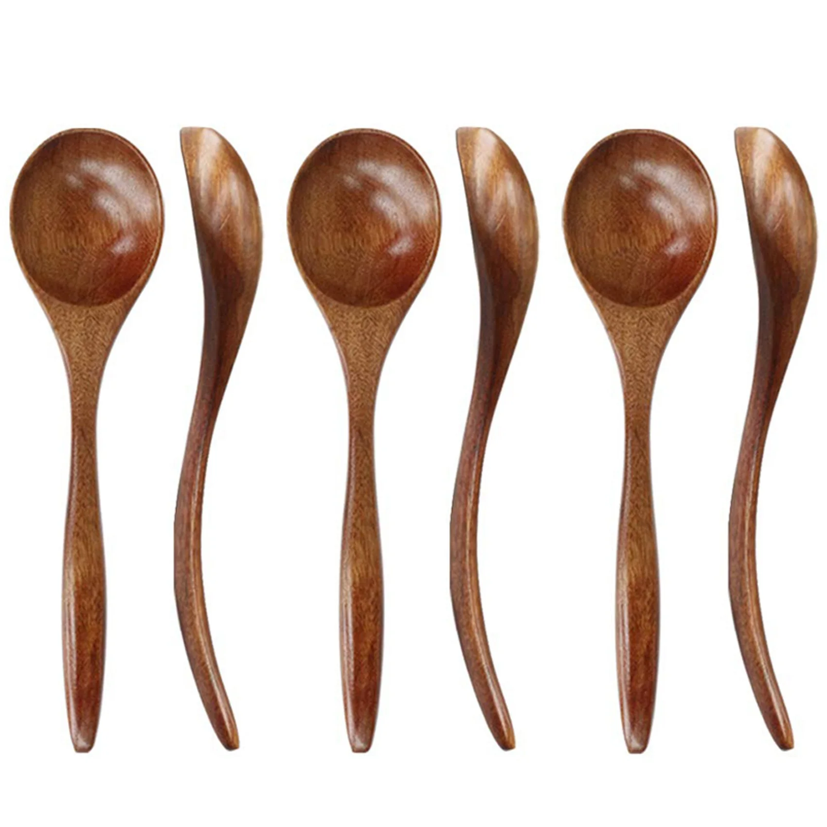 ABCA-Wooden Spoons For Eating, 30 Pieces Natural Wood Eating Spoon, 7 Inch Eco-Friendly Handmade Teaspoon For Dinner