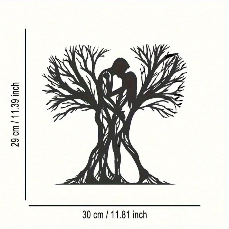 1PC Couple&Ancient Tree Metal Wall Sculpture|Flower-Adorned,Modern Craft,Halloween&Christmas Gift,Living Room/Bedroom Decor