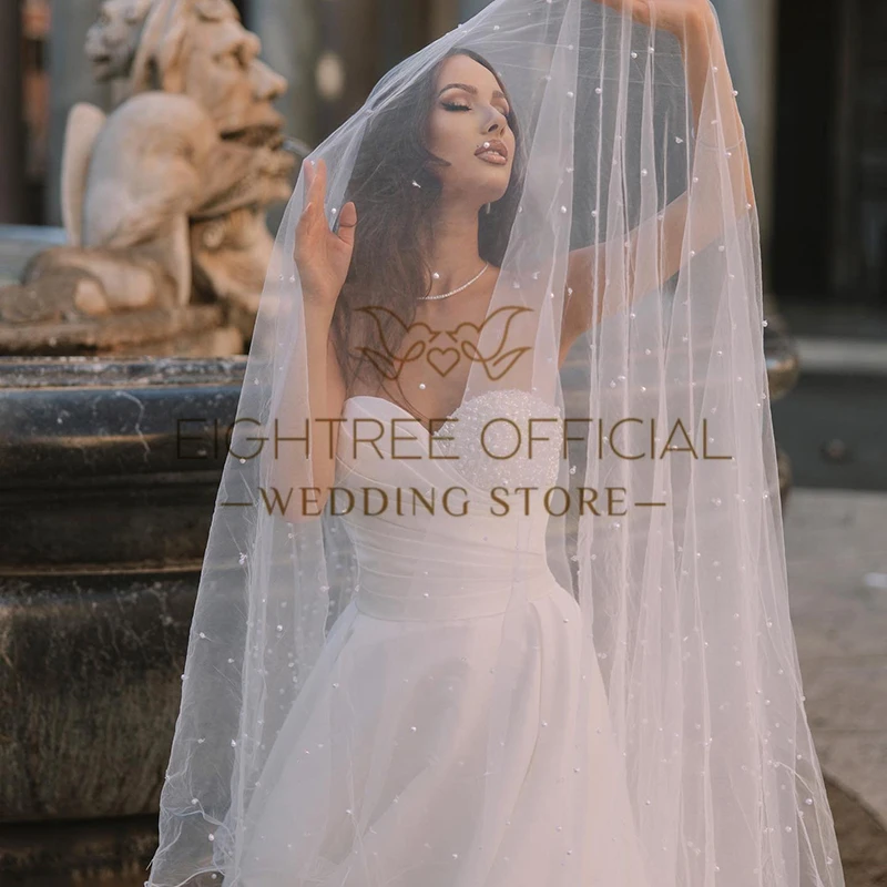 Eightree-Robe de mariée A-ligne avec perles chérie, robes de patients de balayage train, robe blanche élégante, Rhde mariage, tout ce qui est personnalisé, 2025