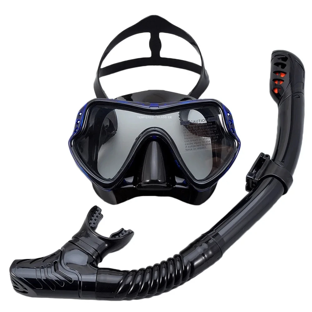 1 Juego de máscara de buceo profesional antivaho 180 ° Máscara de snorkel Gafas de buceo a prueba de fugas con tubo de respiración para hombres, mujeres y adultos