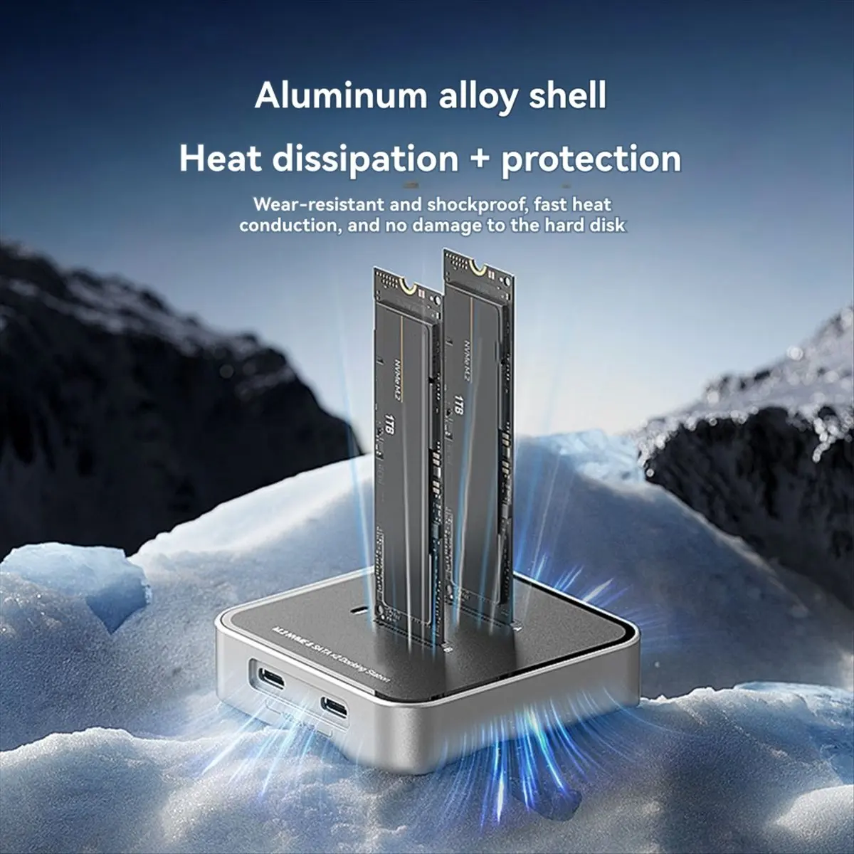 OKgood Dual Disk M.2 Dual Protocol, Hard Disk Seat, Solid State Drive Box TYPE-C HUB Expansion 10Gbps US Plug