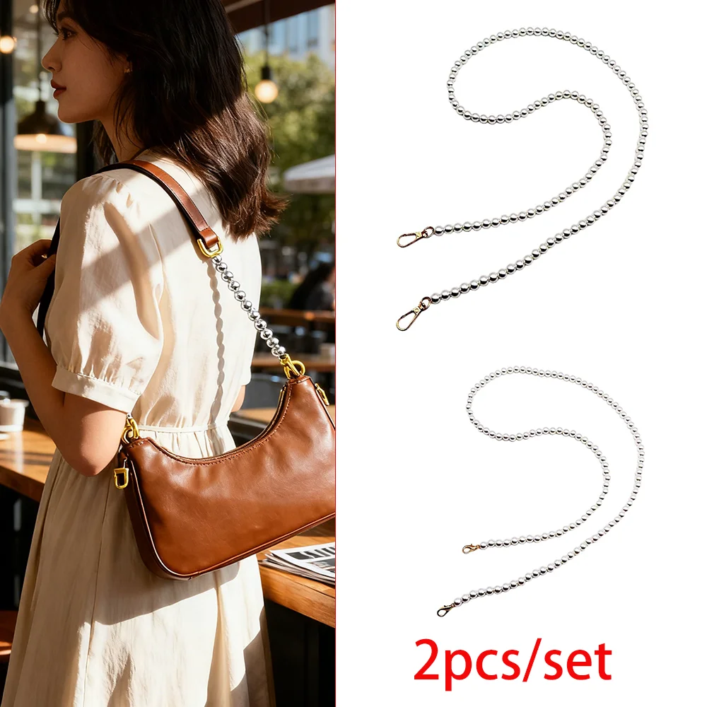 

2Pcs/Set New Style Pearl Chain DIY Handmade Bag Shoulder Strap Pearl Chain Crossbody Bag Making Chain Accessories Set