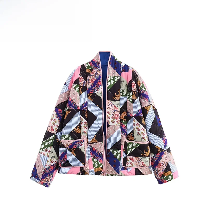 

Faionable Loose Cotton Jaet Women's Simple Print Ele Versatile Autumn New Arrival Casual Comfortable Cotton Coat