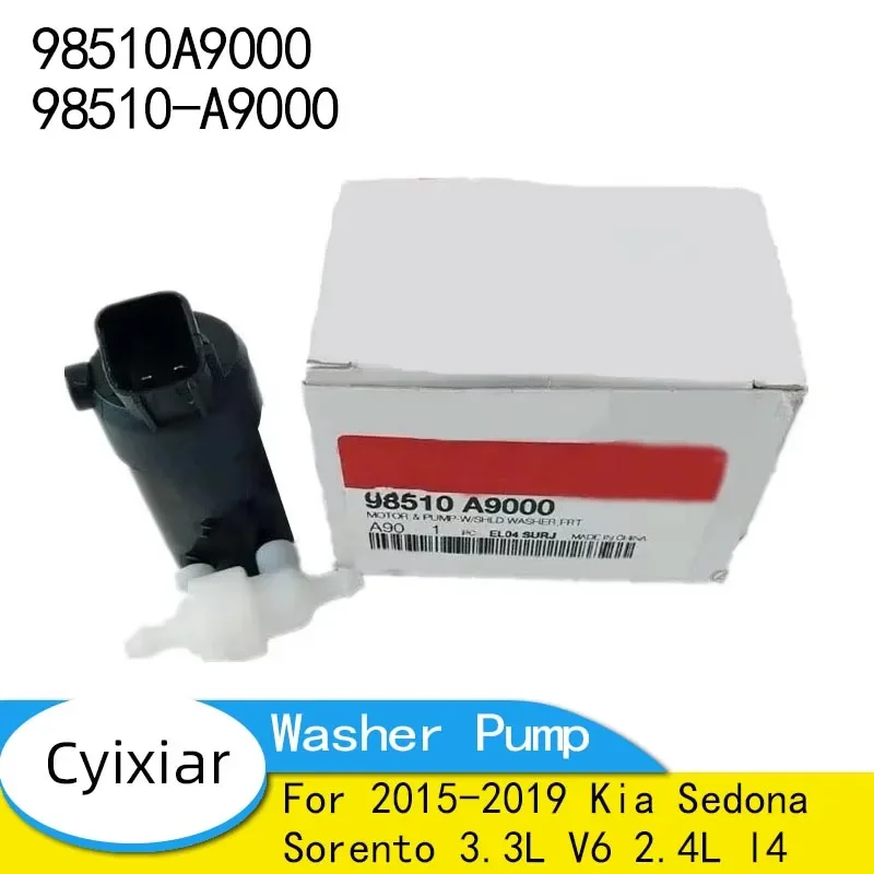 OEM 98510A9000 98510-A9000 Windshileld Wiper Washer Pump for 2015-2019 Kia Sedona Sorento 3.3L V6 2.4L L4