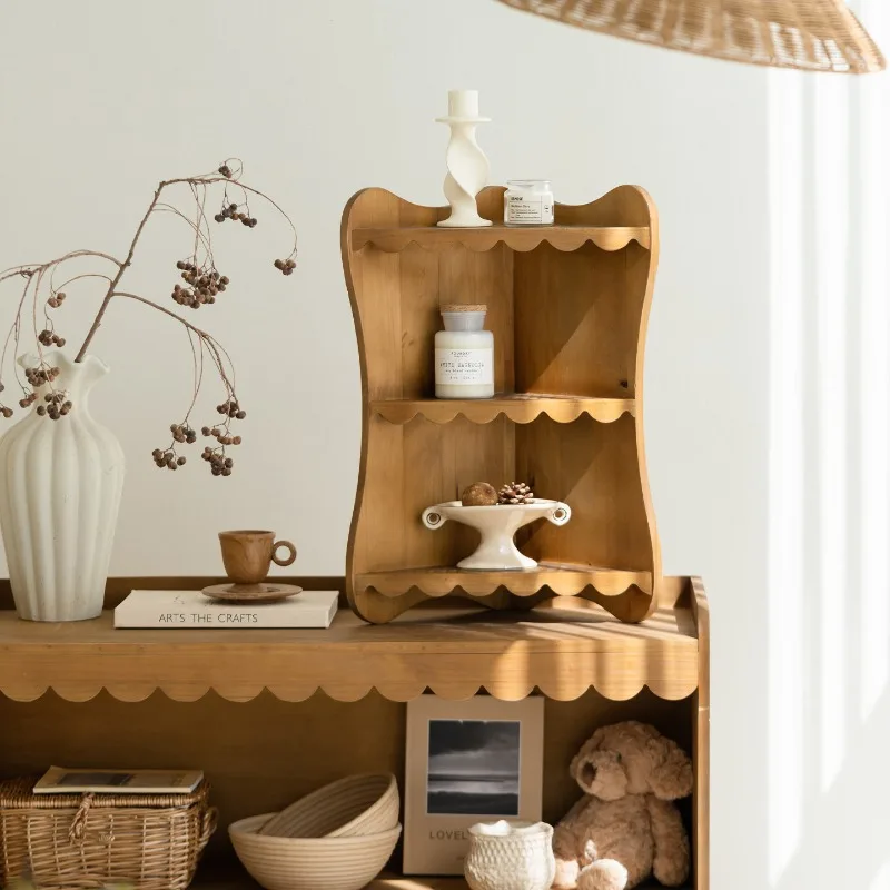 Wooden Wall Mount Shelf Multi-layer Corner Storage Rack Home Decor Display Stand Space Saving Living Room Arrangement Holder