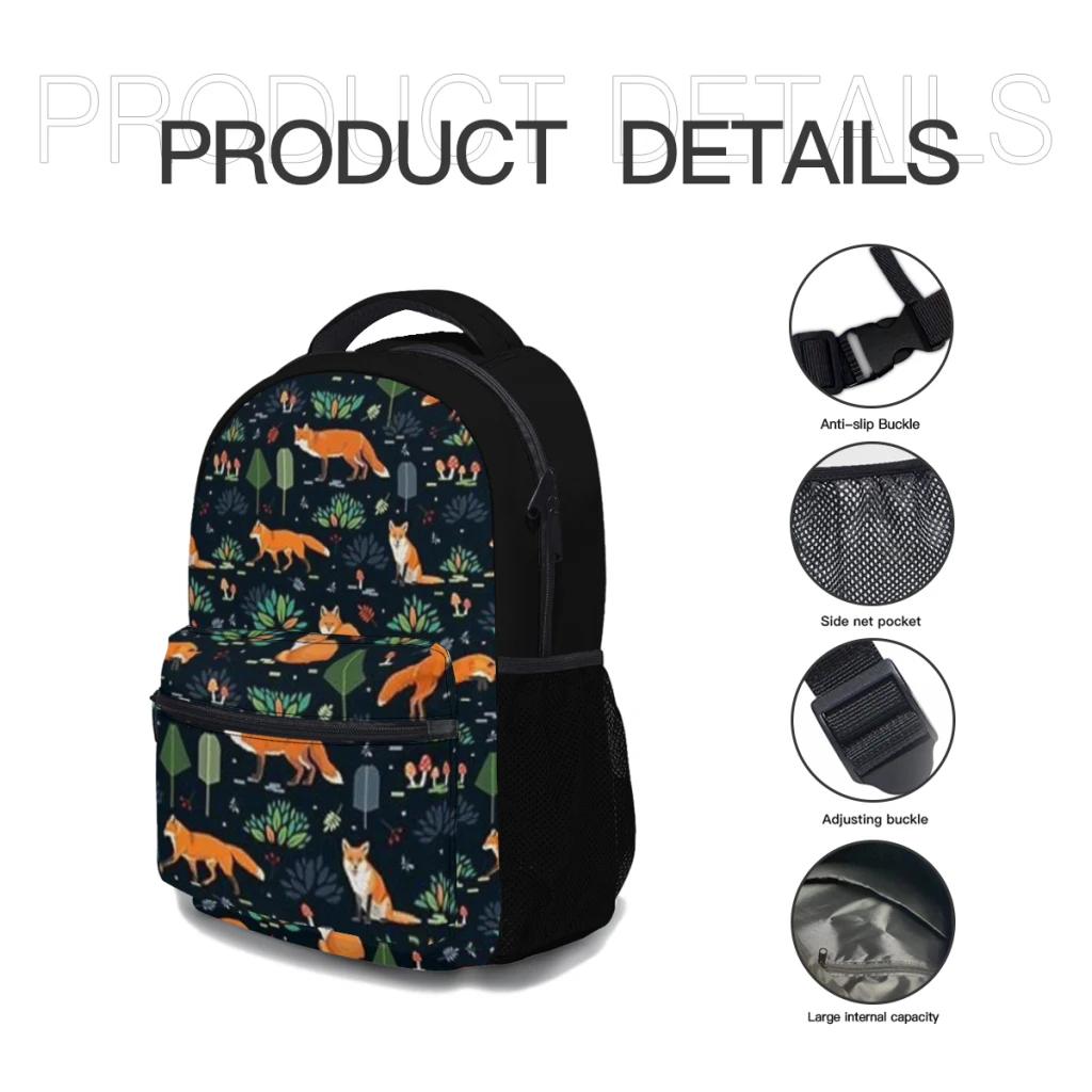 Foxes-dark pattern Versatile Backpack Large Capacity Waterproof Backpack Washable Computer Bag Unisex