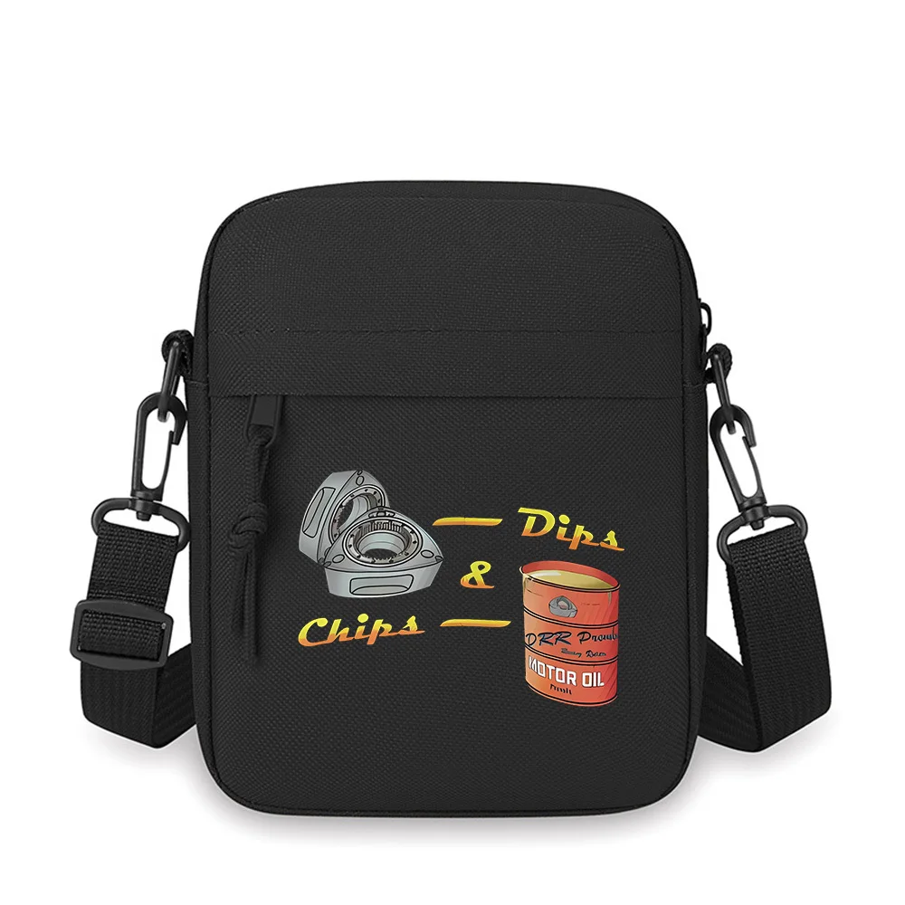 

Rotary engine chips and oil barrel Men Crossbody Bag Single Shoulder Women Cartoon Anime Film Printing Design Unisex