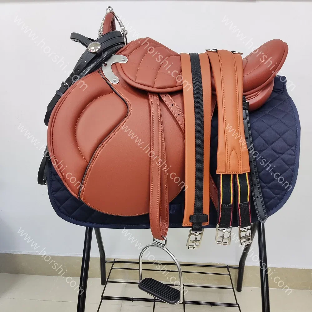 Horshi In Stock Deluxe Brown Endurance saddle kit with full set accessories Training saddle set