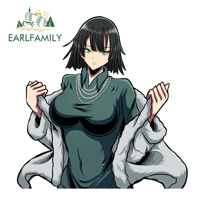 

EARLFAMILY 13cm x 12.9cm for Tatsumaki Sunscreen Car Sticker Sexy Anime Vinyl Decal Waterproof Helmet Creative Decoration