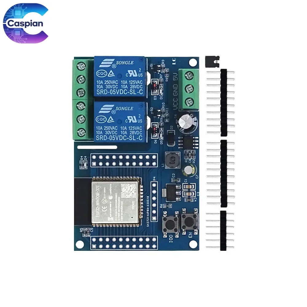 5Pcs ESP32-WROOM 2-Channel WiFi Relay Board, DC5-60V Wide Input, Development Module