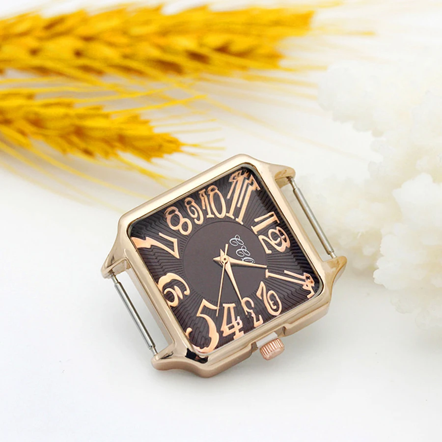 Shsby Diy Personality Square Watch Header New Style Rose Gold Diamond Surface Watch Head  Watch Accessories 16mm