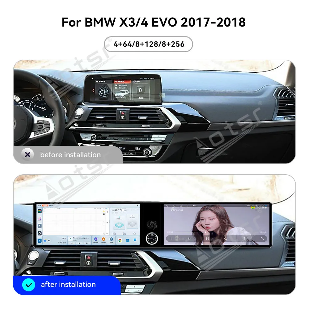 راديو سيارة بشاشة مزدوجة 12.3 بوصة لسيارة BMW X3 X4 EVO 2017-2018 مشغل فيديو الوسائط المتعددة نظام تحديد المواقع والملاحة وحدة Carplay راديو السيارة WIFI #3