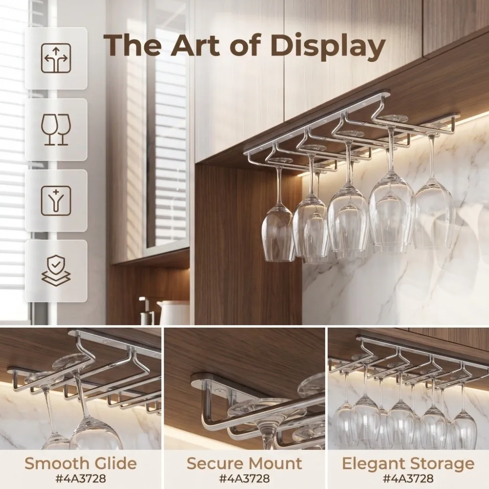 304 Stainless Steel Wine Glass Rack Premium High-End Goblet Cabinet Inverted Hanging Waterproof Wine Glass Hanging Shelf
