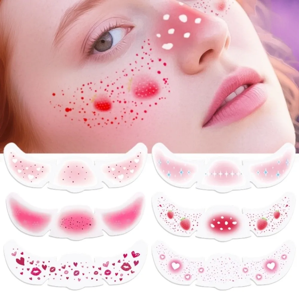 6Pcs/Set Waterproof Freckles Blush Stickers Facial Art Disposable Face Temporary Tattoos Long Lasting Makeup Stickers