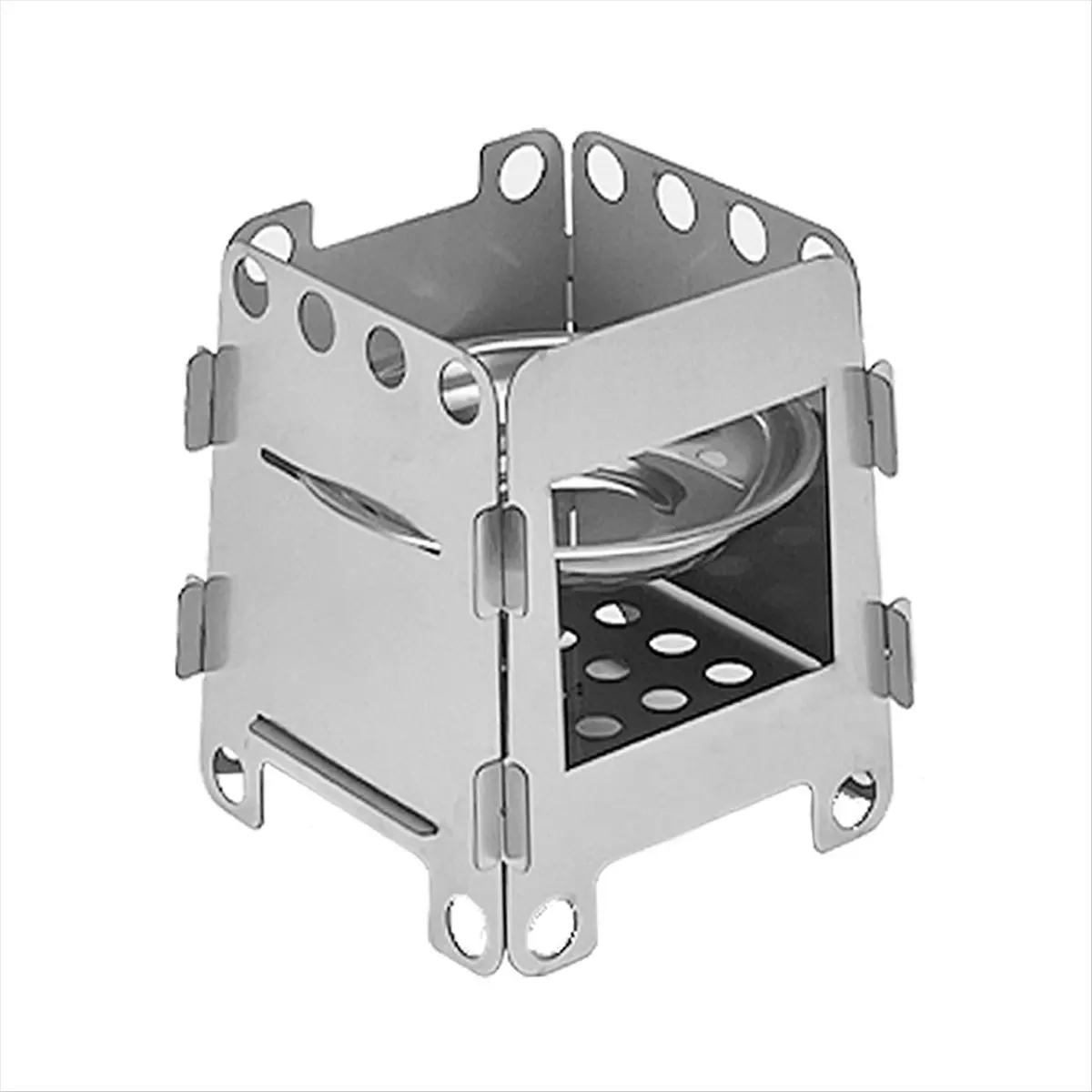 SUMMER SALE Stainless Steel Card Stove with Alcohol Tray Portable Folding Pocket Stove Outdoor Camping Cooking Picnic Cookware