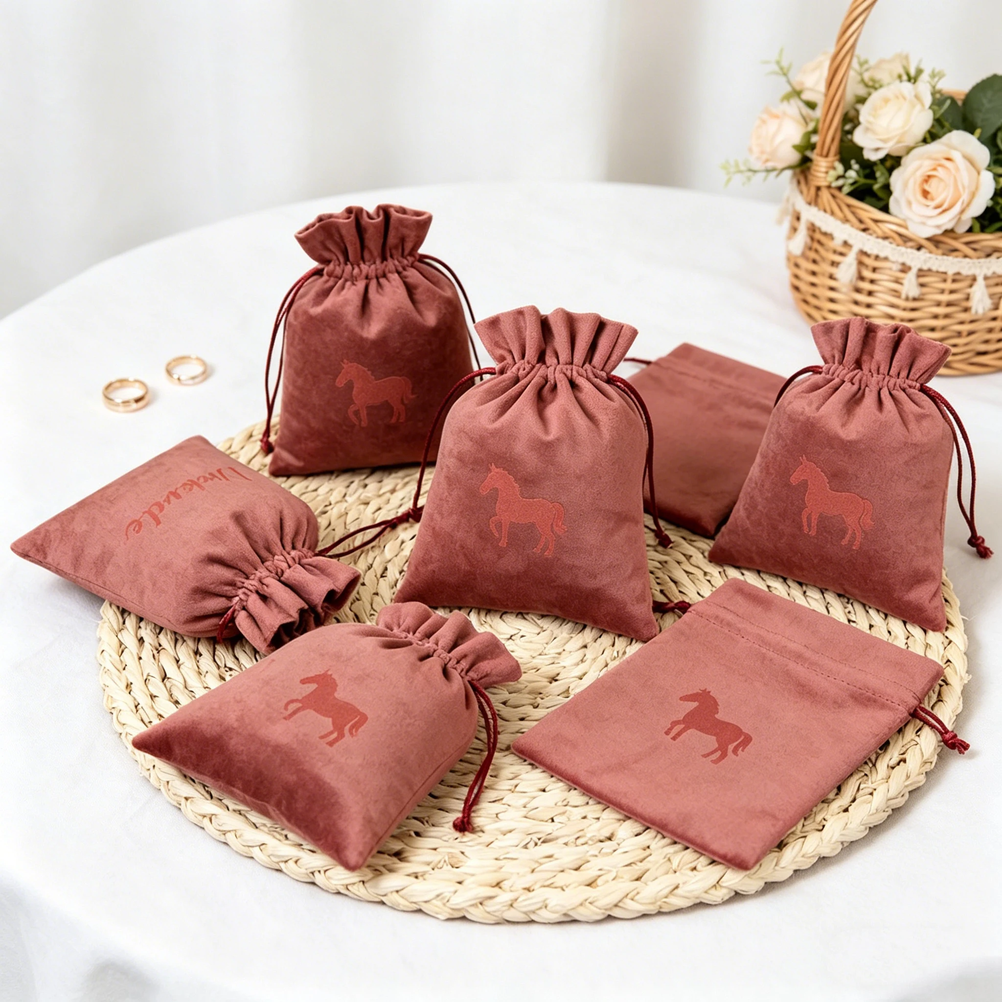 

Customed Logo 100pcs Soft Velvet Bag Jewelry Drawstring Gift Display Packaging Storage Wedding Favor Travel Candy Sachet Pouches