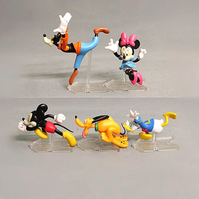 5pcs/Set Disney Kawaii Mickey Minnie Mouse Donald Duck Goofy Action Figures Decoration Model Toys Collectible Doll Xmas Gift