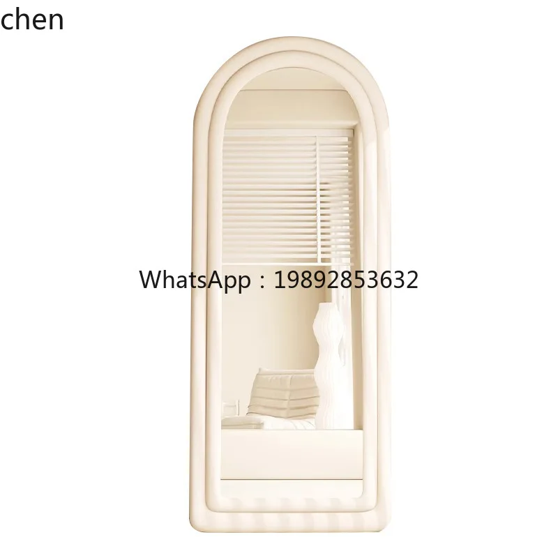 ZMLCloth-Wrapped Mirror French Double Arch Door Dressing Floor Mirror for Home Use Girls' Bedroom Full-Length Mirror