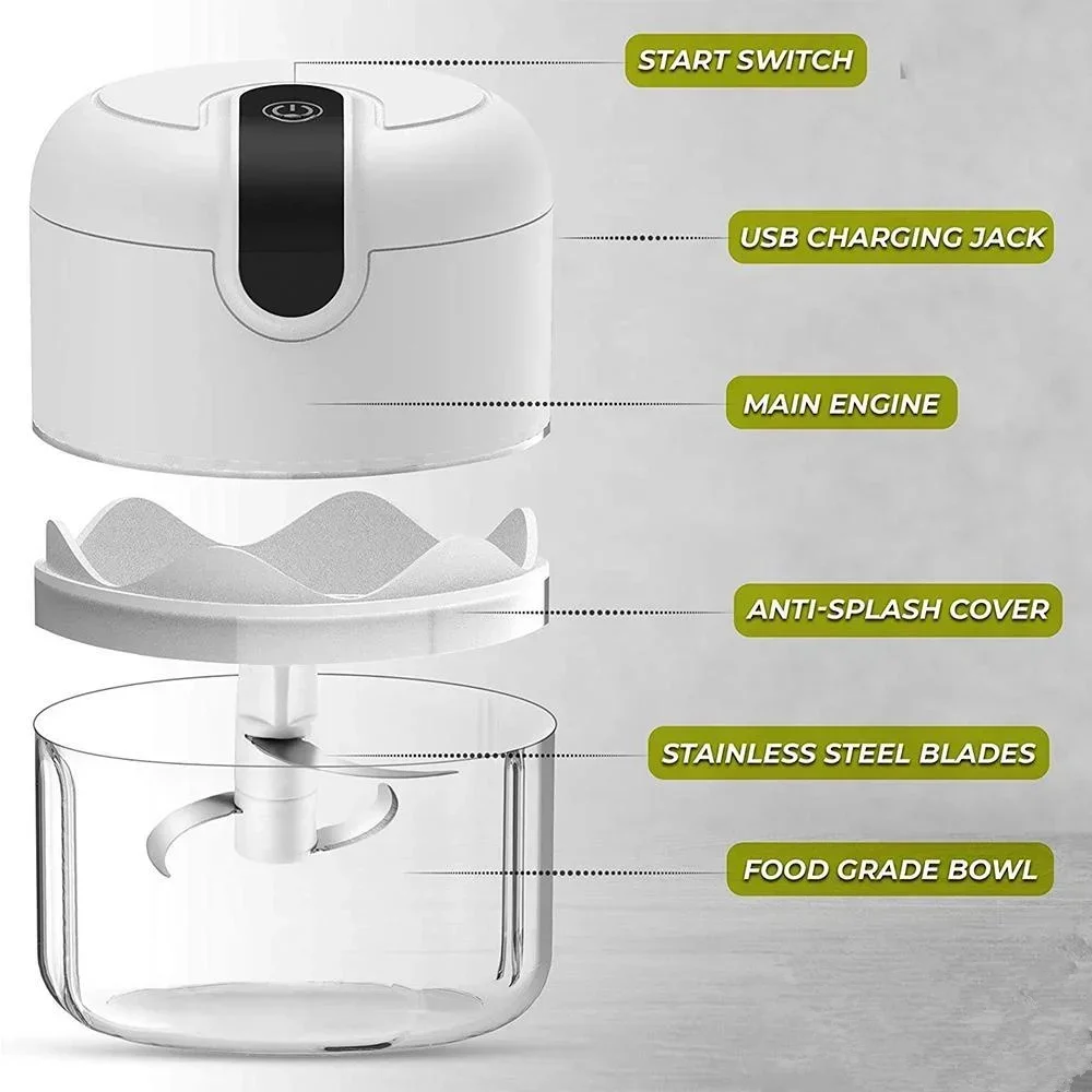 Electric Mini Garlic Vegetable Chopper Garlic Masher Portable Chopper Multi Function Meat Grinder Masher Machine  Usb Charging