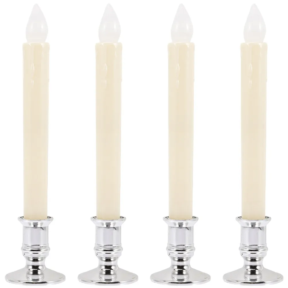4Pcs Warm Light Flameless Taper Candles LED Battery Operated Realistic Look Candlesticks for Christmas Wedding Birthday Party