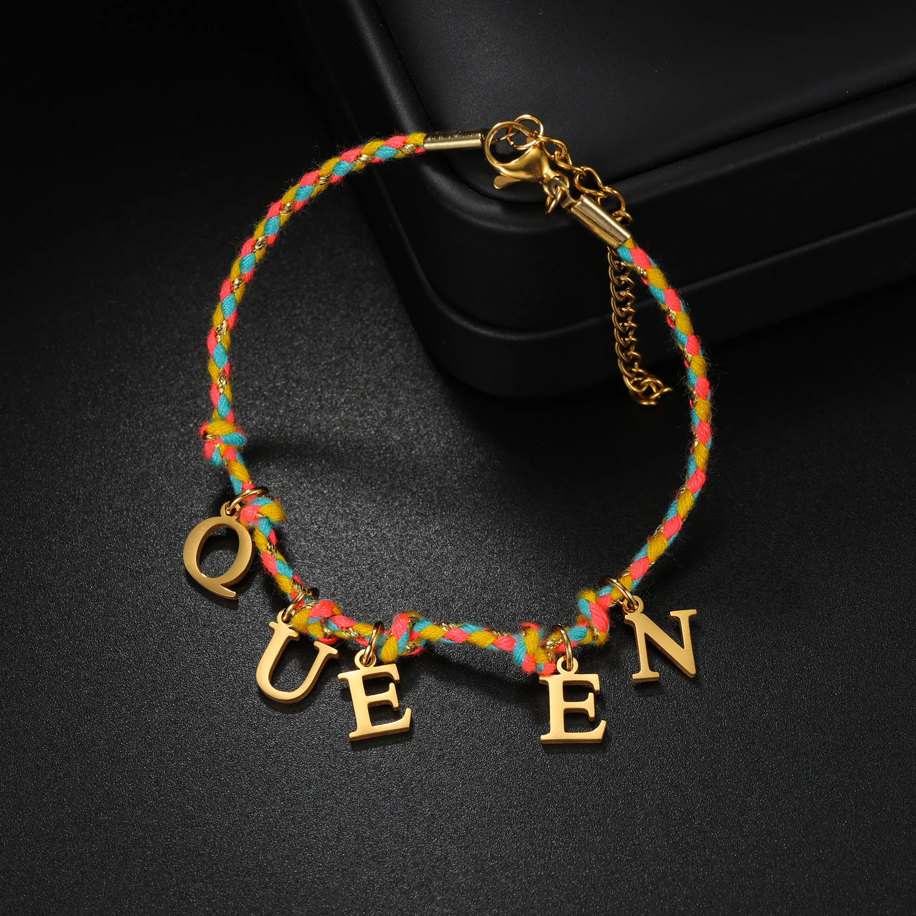 

Custom Multiple Letters Rope Chain Bracelet for Women Stainless Steel Personalized Name Initial Pendant Bangle Christmas Jewelry