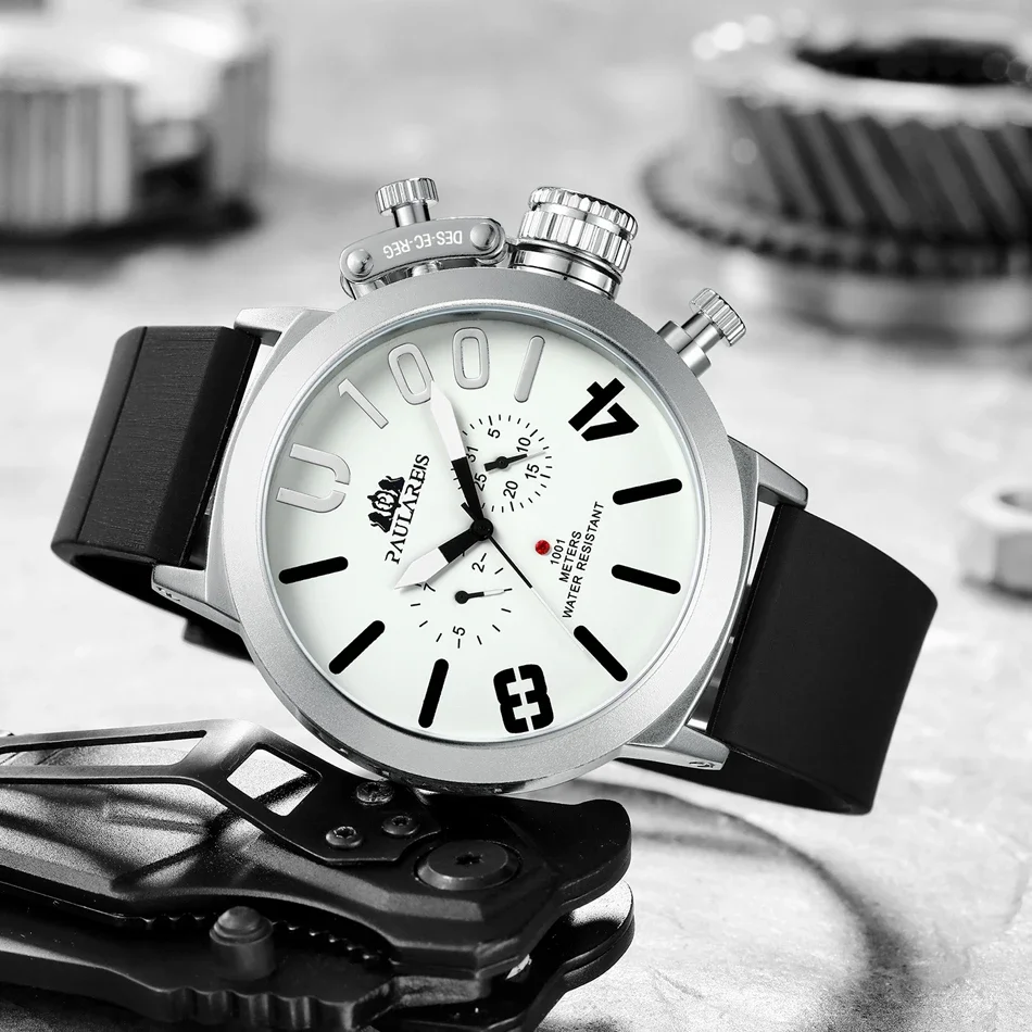 Correa de goma mecánica de viento automático para hombres, Reloj clásico en U, caja de barco de plata negra, naranja, azul, amarillo, gris