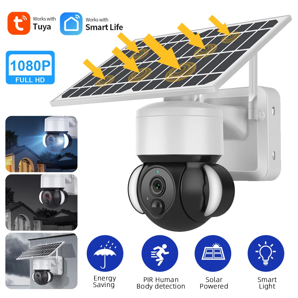 

Outdoor Solar Camera 2MP Wifi Security Camera Wireless Waterproof PIR Human Detect Night Vision Surveillance Cam TUYA APP