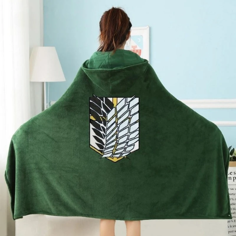 Attack on Titan Scout Regiment Cape Blankets for Sofa Office Sleeping Blanket Home Anime Peripheral Quilt Cospaly Costumes Gifts