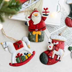 Retro Painted Santa Claus Christmas Decoration Iron Pendants Ornaments for Christmas Tree Hang Toys New Year Decor Kid Gift