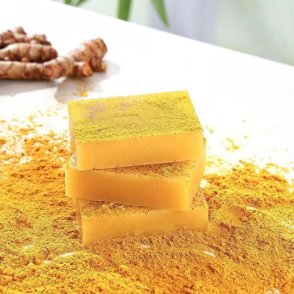 Natural Turmeric Soap Bar Lemon Kojic Acid Soap, Shower and Facial Soap Cleansing Whitening Remove Pimples Face Body Care