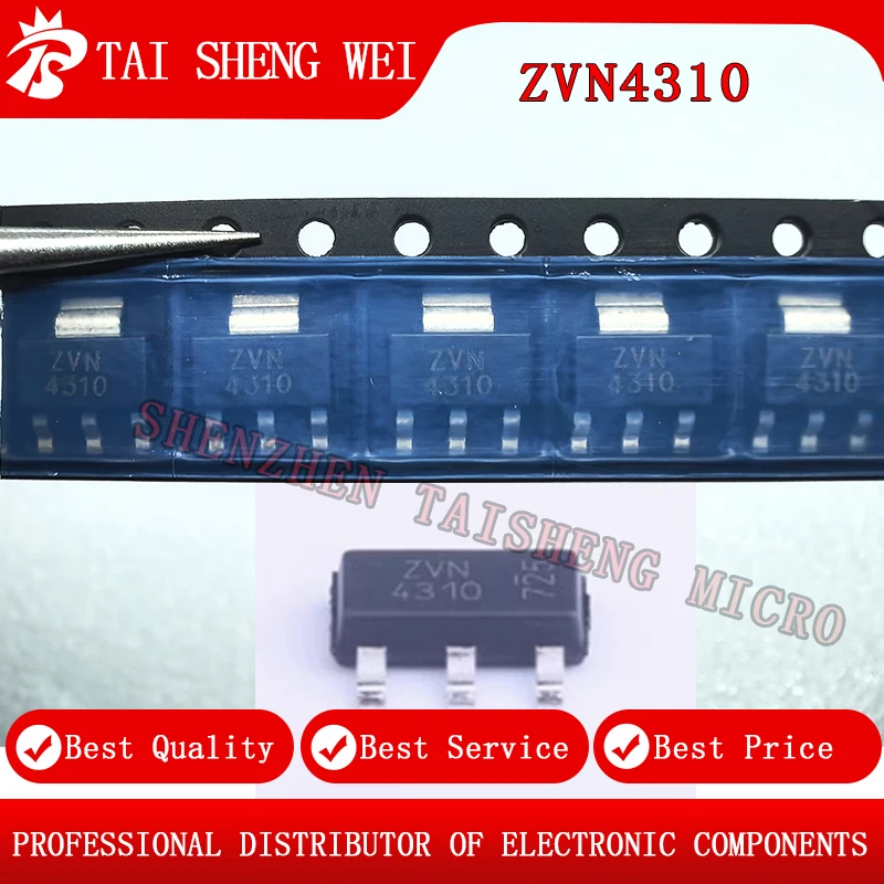 10 pcs New Original ZVN4310GTA ZVN4310 MOSFET 1 x N-channel Withstand voltage: 100V Current: 1.67A SO