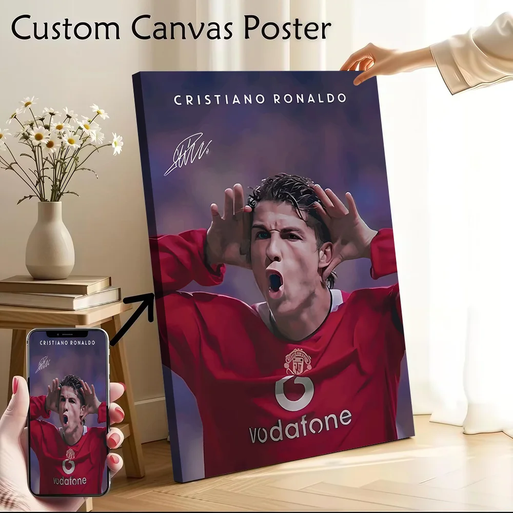 Cristiano Ronaldo United Printed Canvas Poster Custom Pictures Wall Art Canvas Painting for Room Decorating Interior Decoration